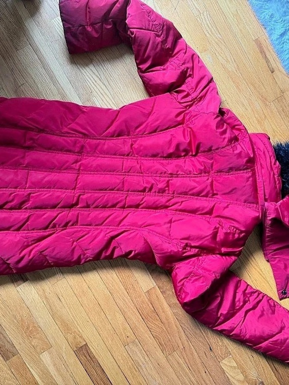 Calvin Klein Faux-Fur-Lined Hooded Puffer Coat Pink